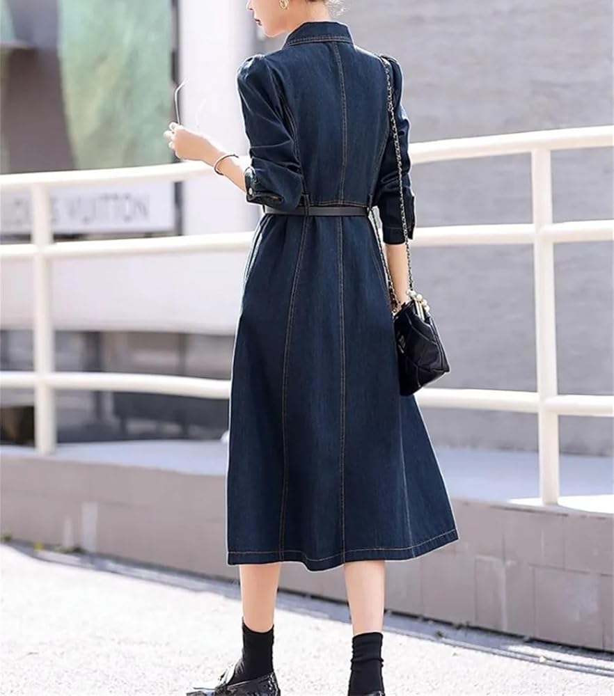 ミストレアス Denim Amerian Sleeve Long Dress Denim Amerian Sleeve Long Dress - MISTREASS